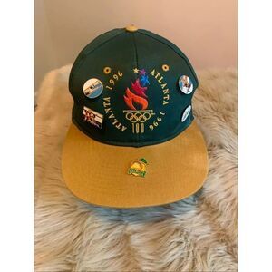 Vintage Atlanta 1996 Olympics Hat Snapback Green Logo 7